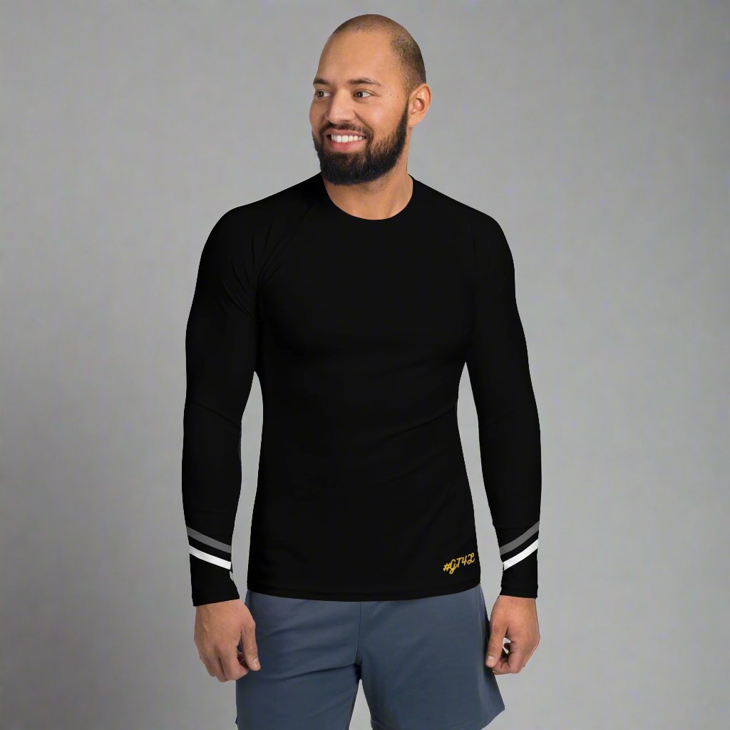 #GT4L Men's Black Striped Performance Long Sleeve Top. Branded Clothing and Accessories