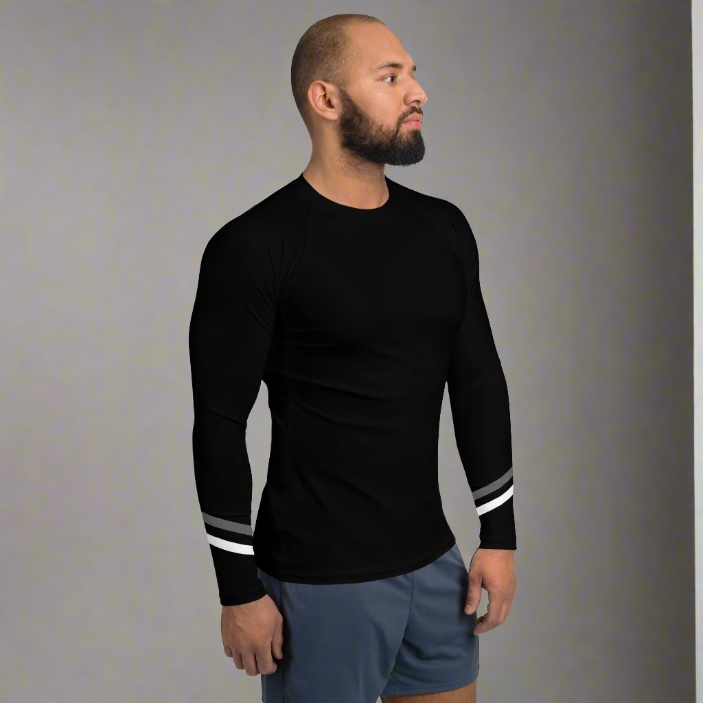 #GT4L Men's Black Striped Performance Long Sleeve Top. Branded Clothing and Accessories