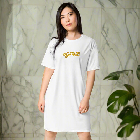 #GT4L Women's White T-shirt Dress. Branded Clothing Accessories