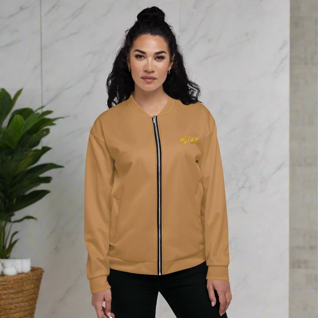 GT4L- Women's Brown Bomber Jacket. Branded Clothing and Accessories