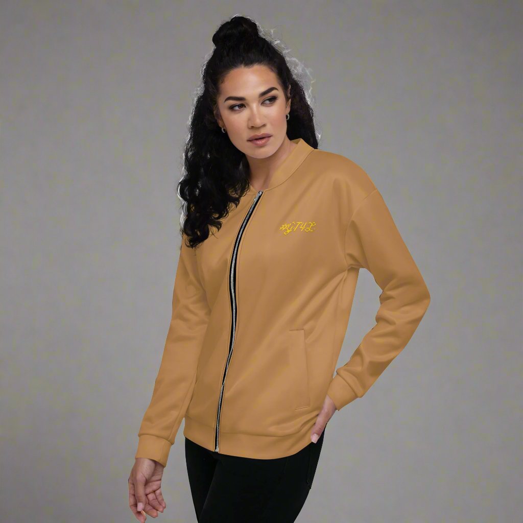 GT4L- Women's Brown Bomber Jacket. Branded Clothing and Accessories