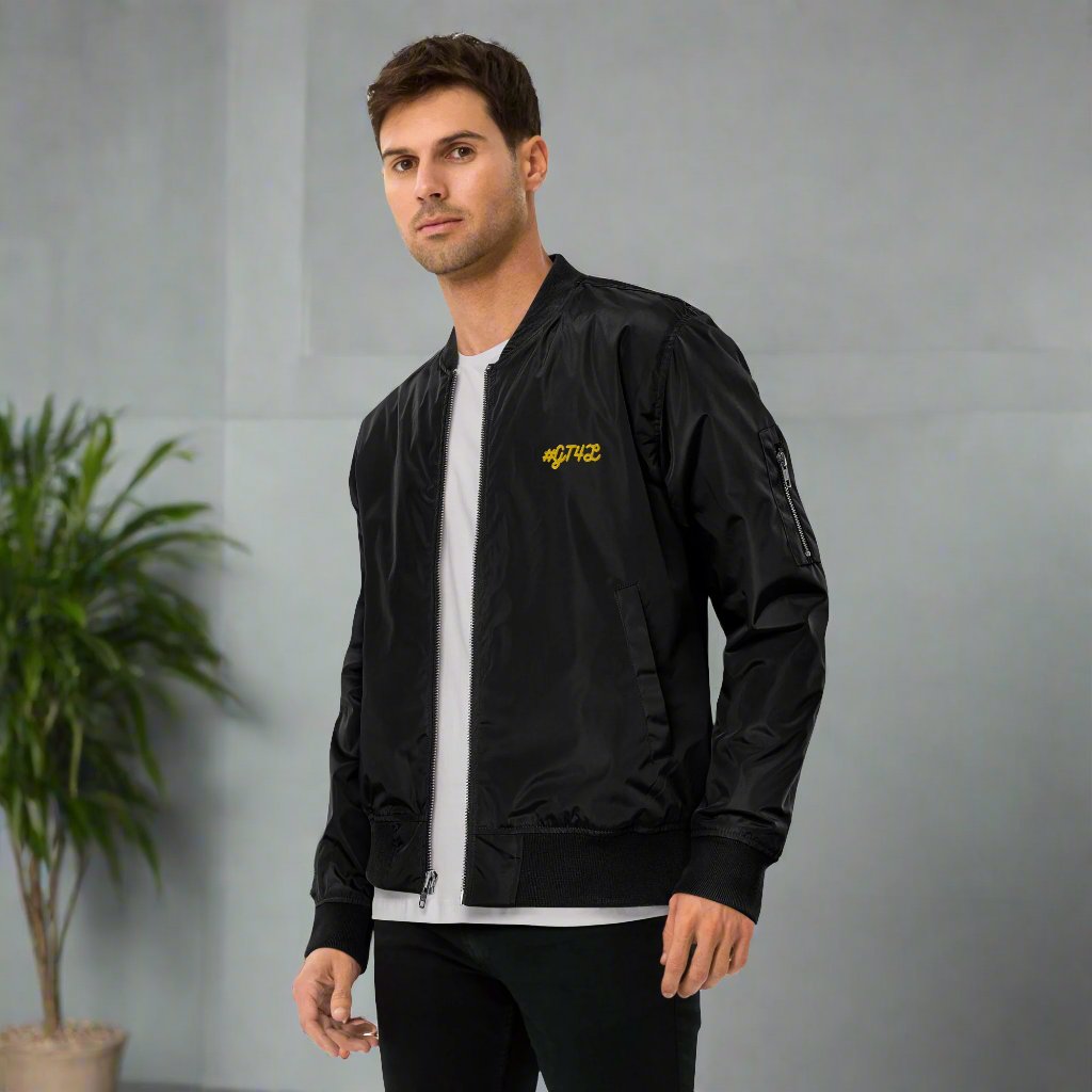 #GT4L - Men's Premium Recycled Bomber Jacket. Branded Clothing and Accessories