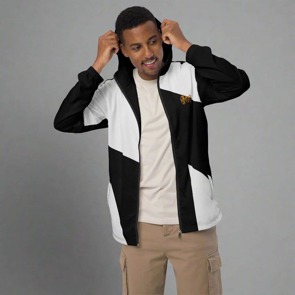 #GT4L Men's Black and Grey Patchwork Windbreaker. Branded Clothing and Accessories