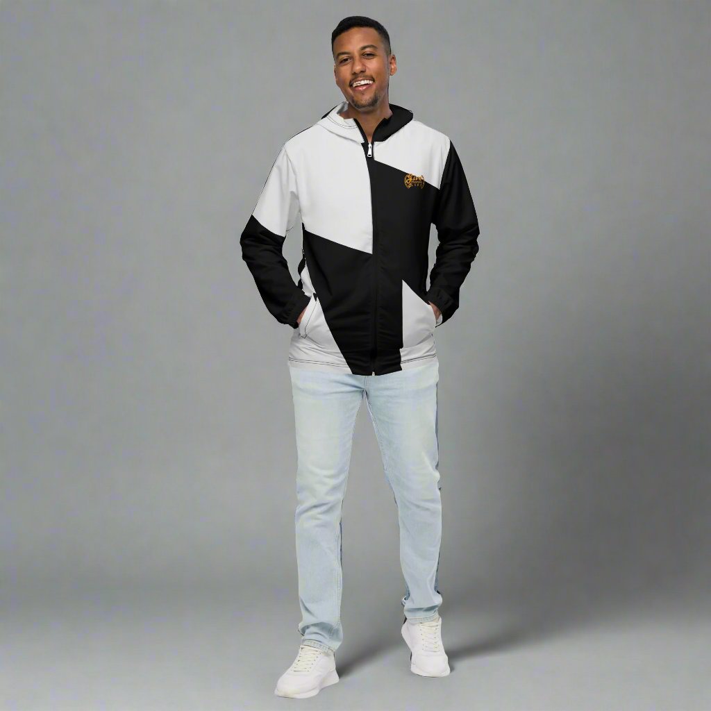 #GT4L Men's Black and Grey Patchwork Windbreaker. Branded Clothing and Accessories