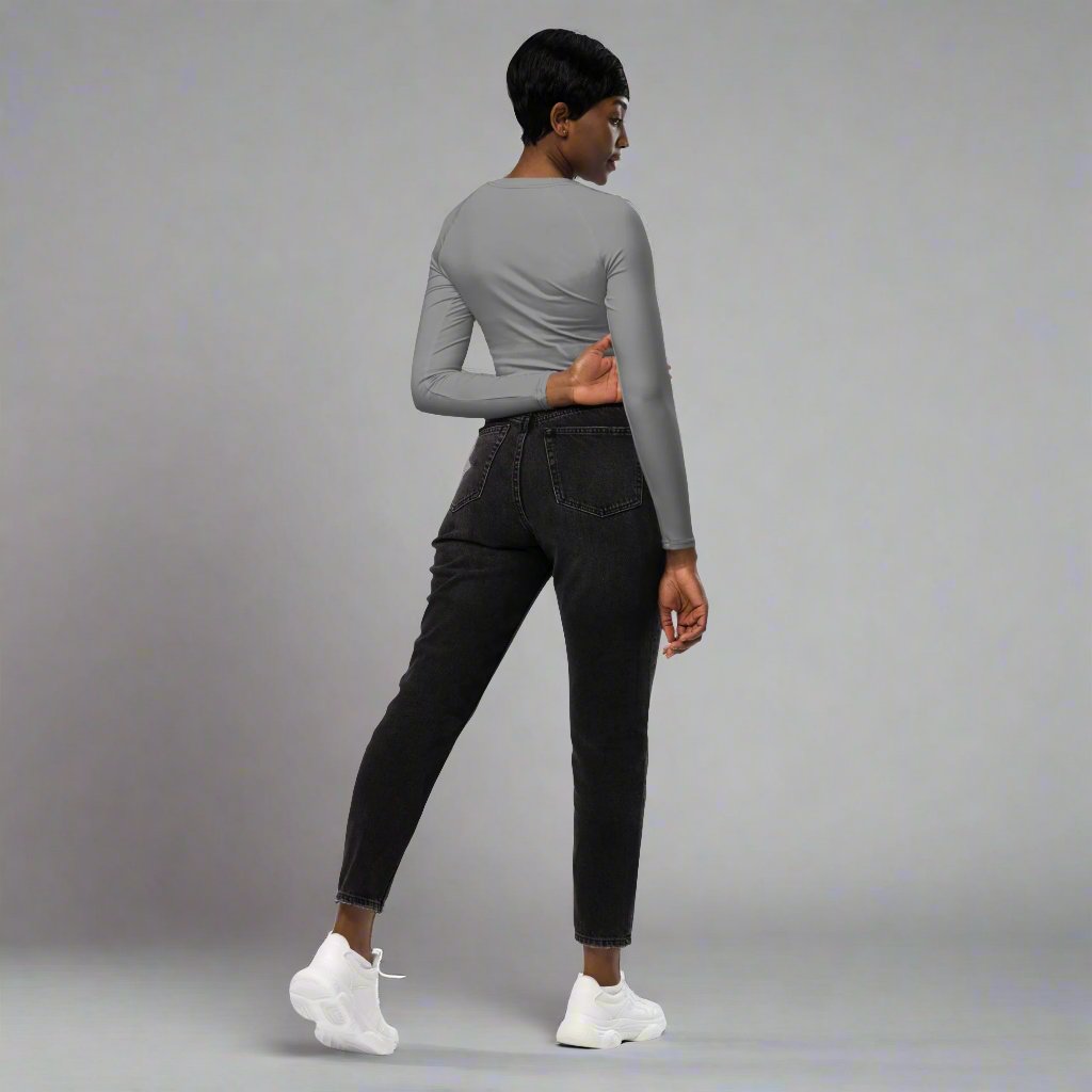 #GT4L Women's Recycled Grey Long-sleeve Crop Top. Branded Clothing Accessories