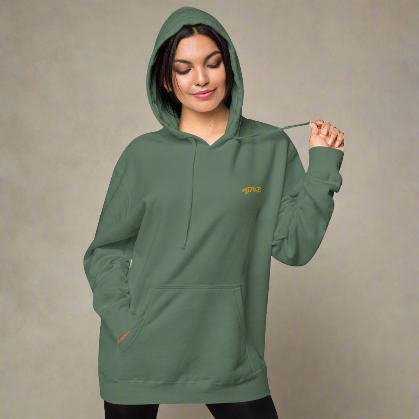 #GT4L Women's Embroidered Pigment-dyed Hoodie. Branded Clothing and Accessories