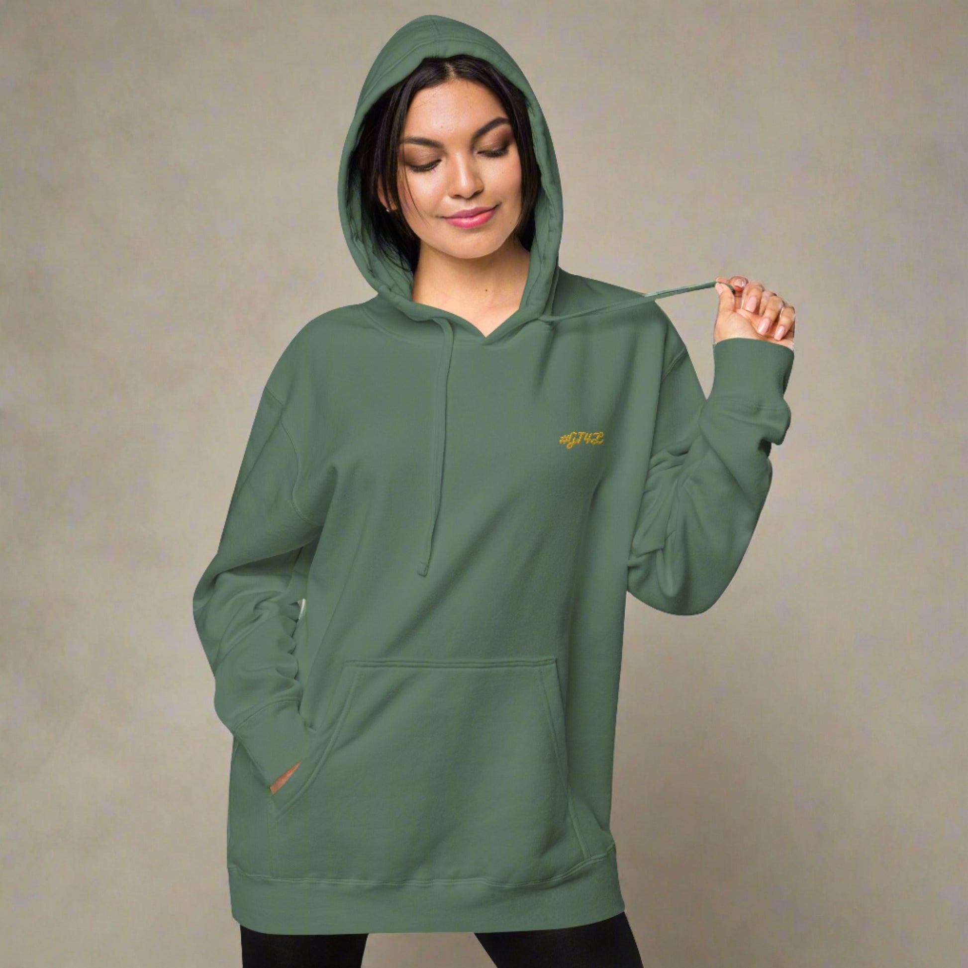 #GT4L Women's Embroidered Pigment-dyed Hoodie. Branded Clothing and Accessories