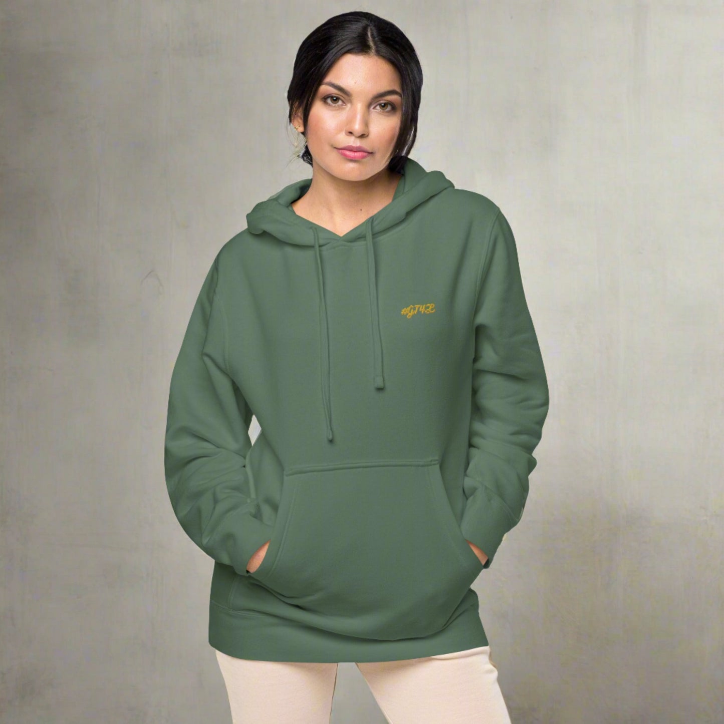 #GT4L Women's Embroidered Pigment-dyed Hoodie. Branded Clothing and Accessories