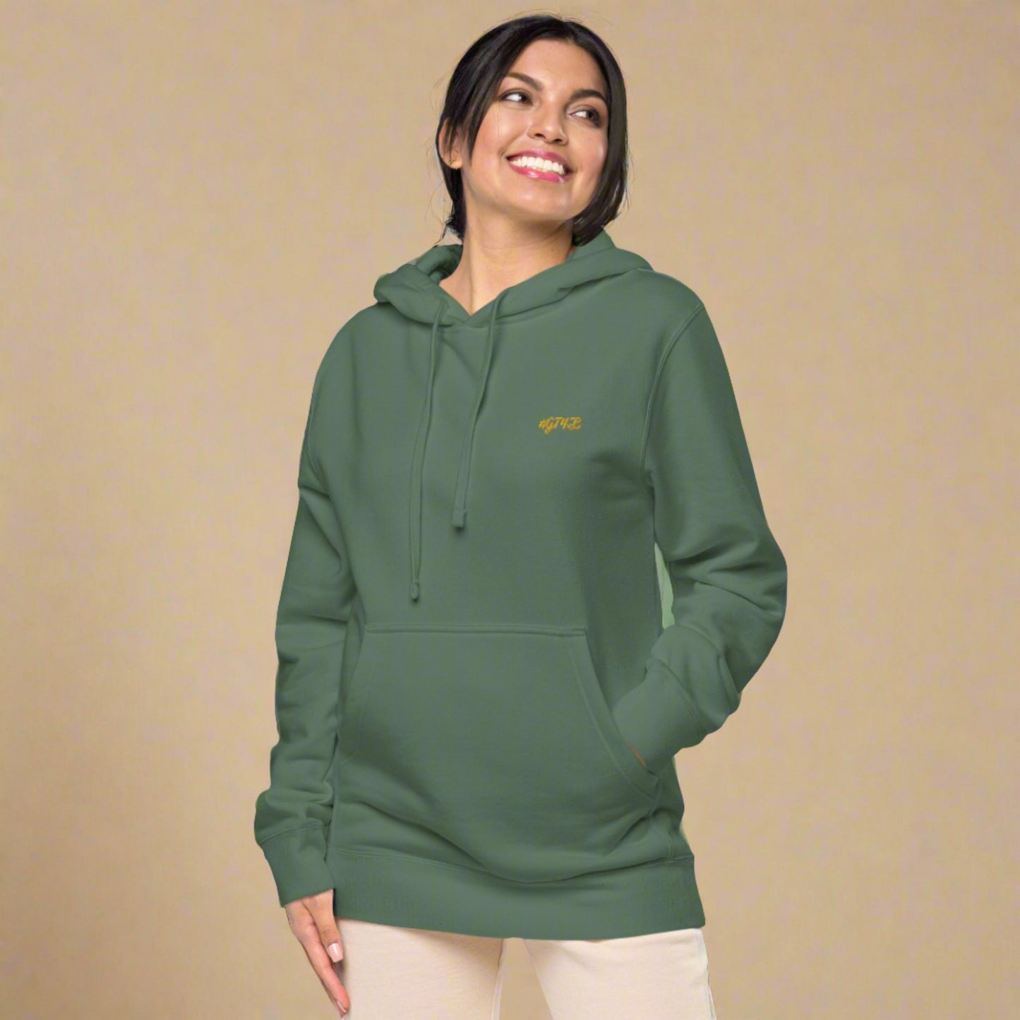 #GT4L Women's Embroidered Pigment-dyed Hoodie. Branded Clothing and Accessories