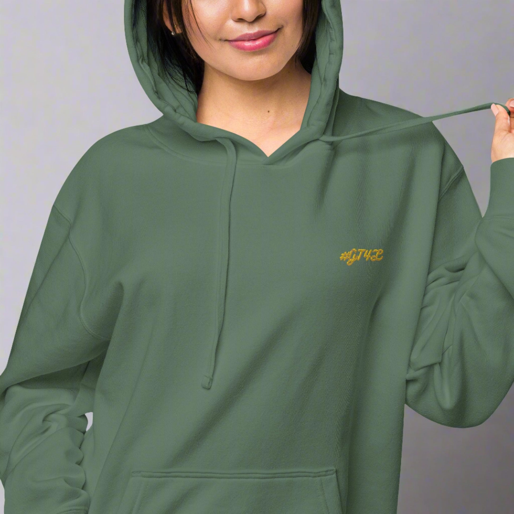 #GT4L Women's Embroidered Pigment-dyed Hoodie. Branded Clothing and Accessories