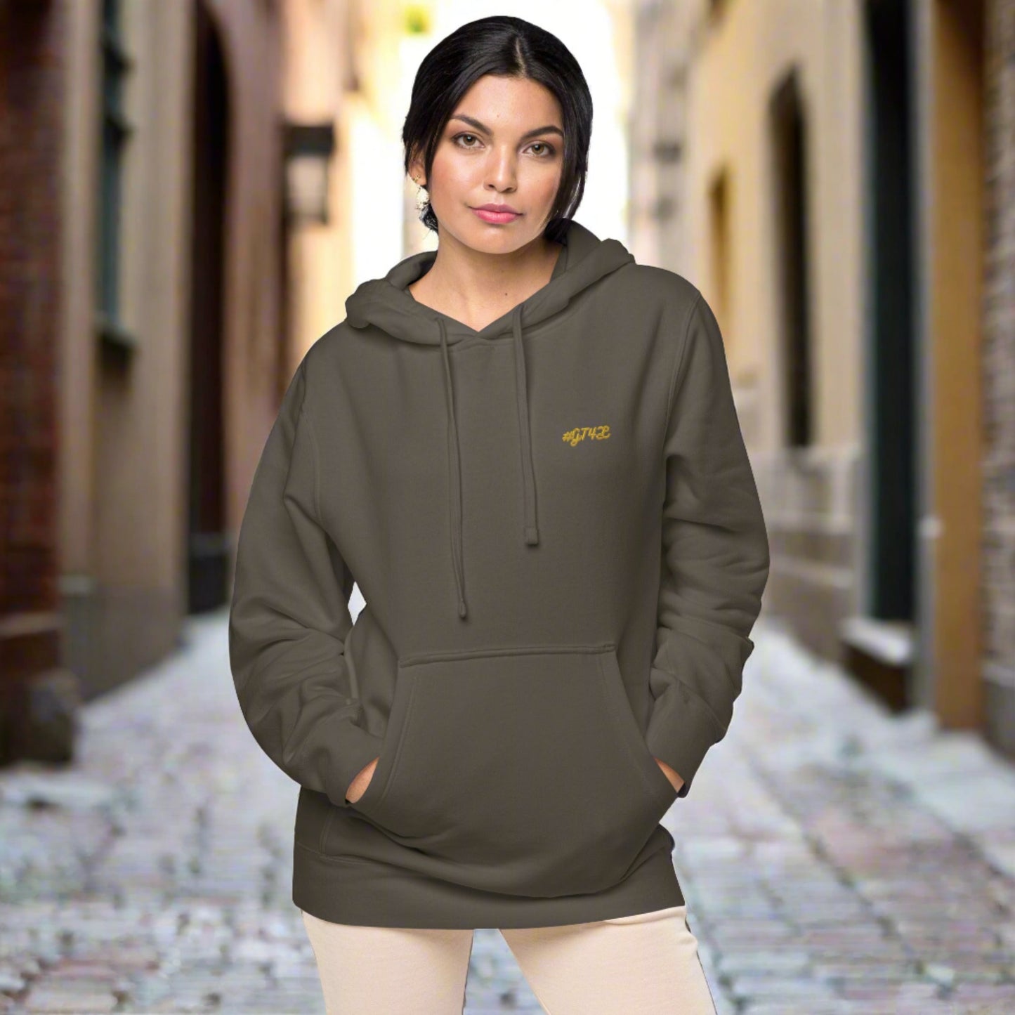 #GT4L Women's Embroidered Pigment-dyed Hoodie. Branded Clothing and Accessories