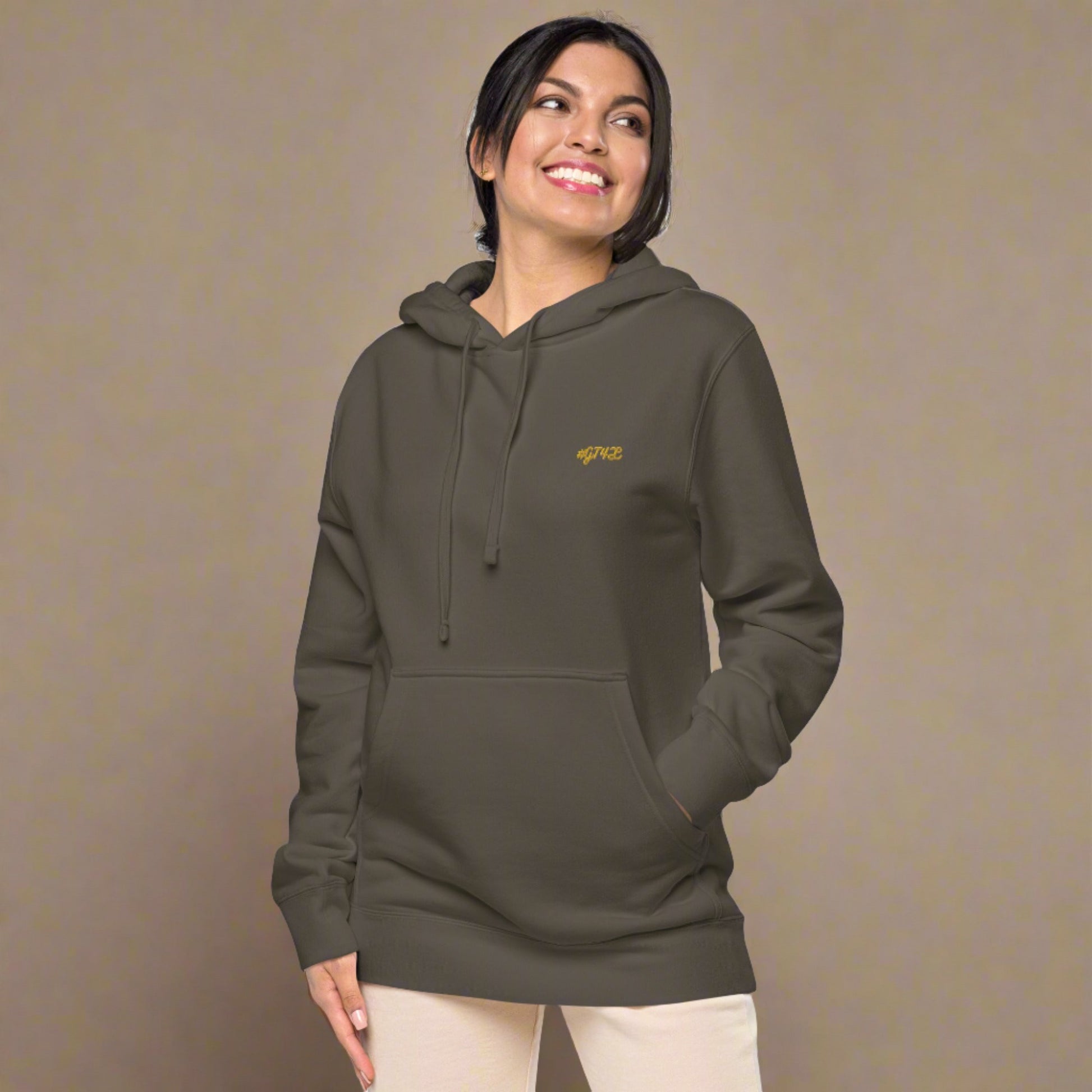 #GT4L Women's Embroidered Pigment-dyed Hoodie. Branded Clothing and Accessories