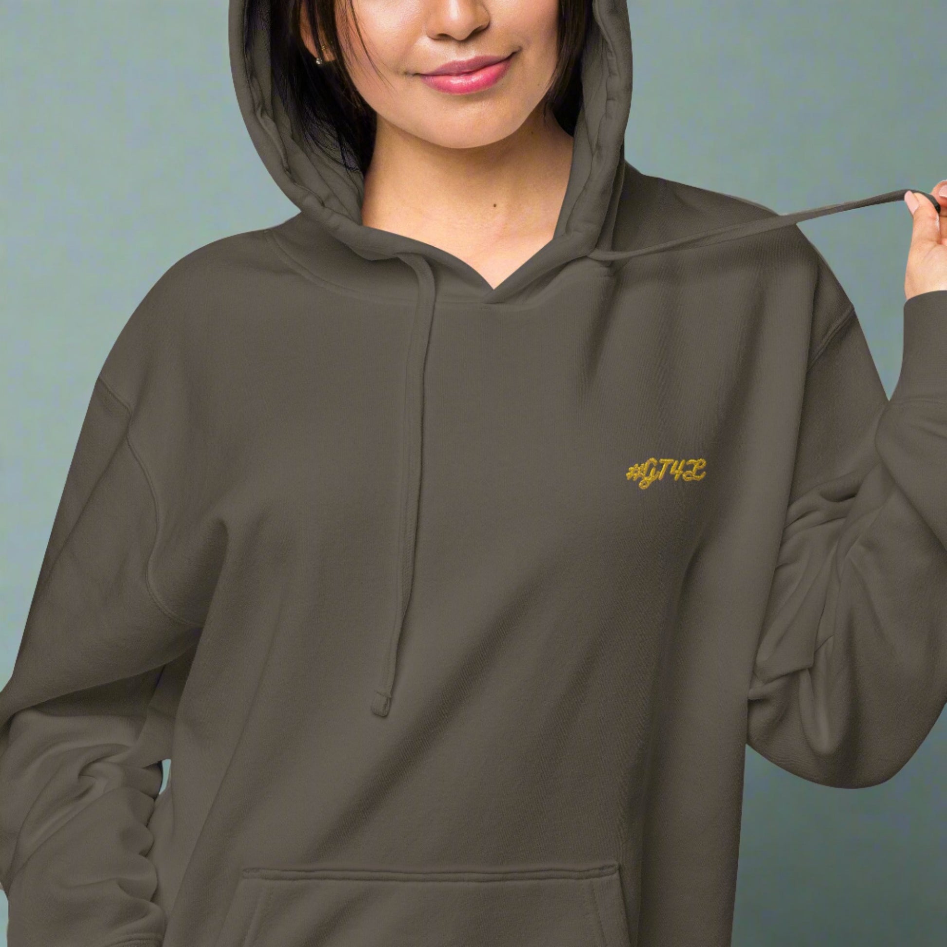 #GT4L Women's Embroidered Pigment-dyed Hoodie. Branded Clothing and Accessories