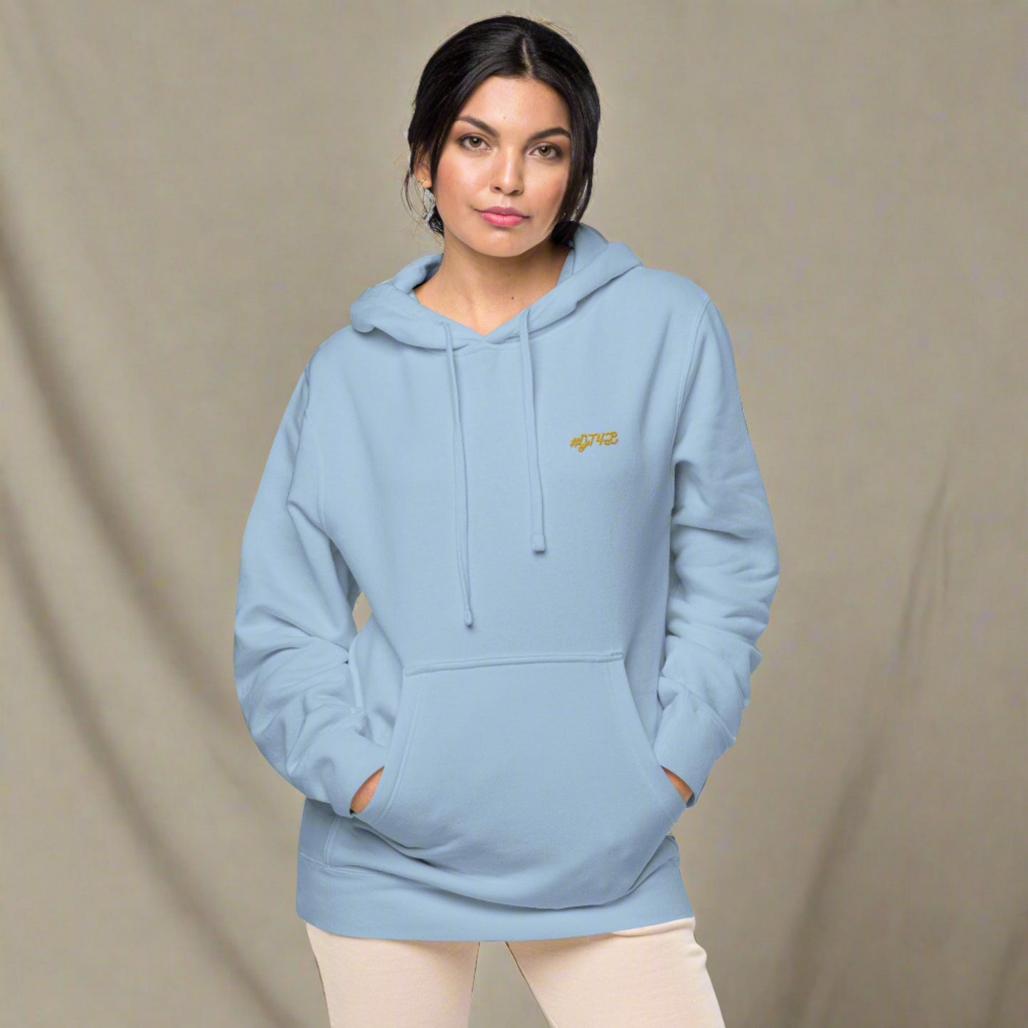 #GT4L Women's Embroidered Pigment-dyed Hoodie. Branded Clothing and Accessories