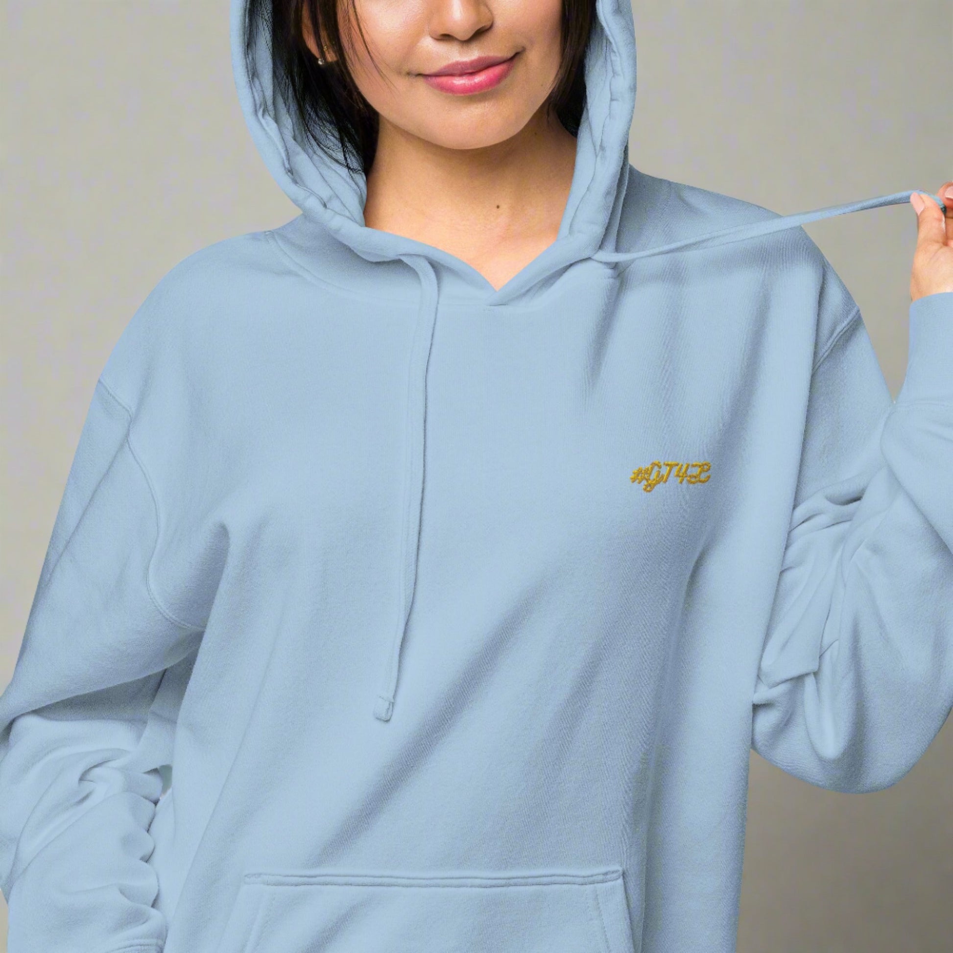 #GT4L Women's Embroidered Pigment-dyed Hoodie. Branded Clothing and Accessories