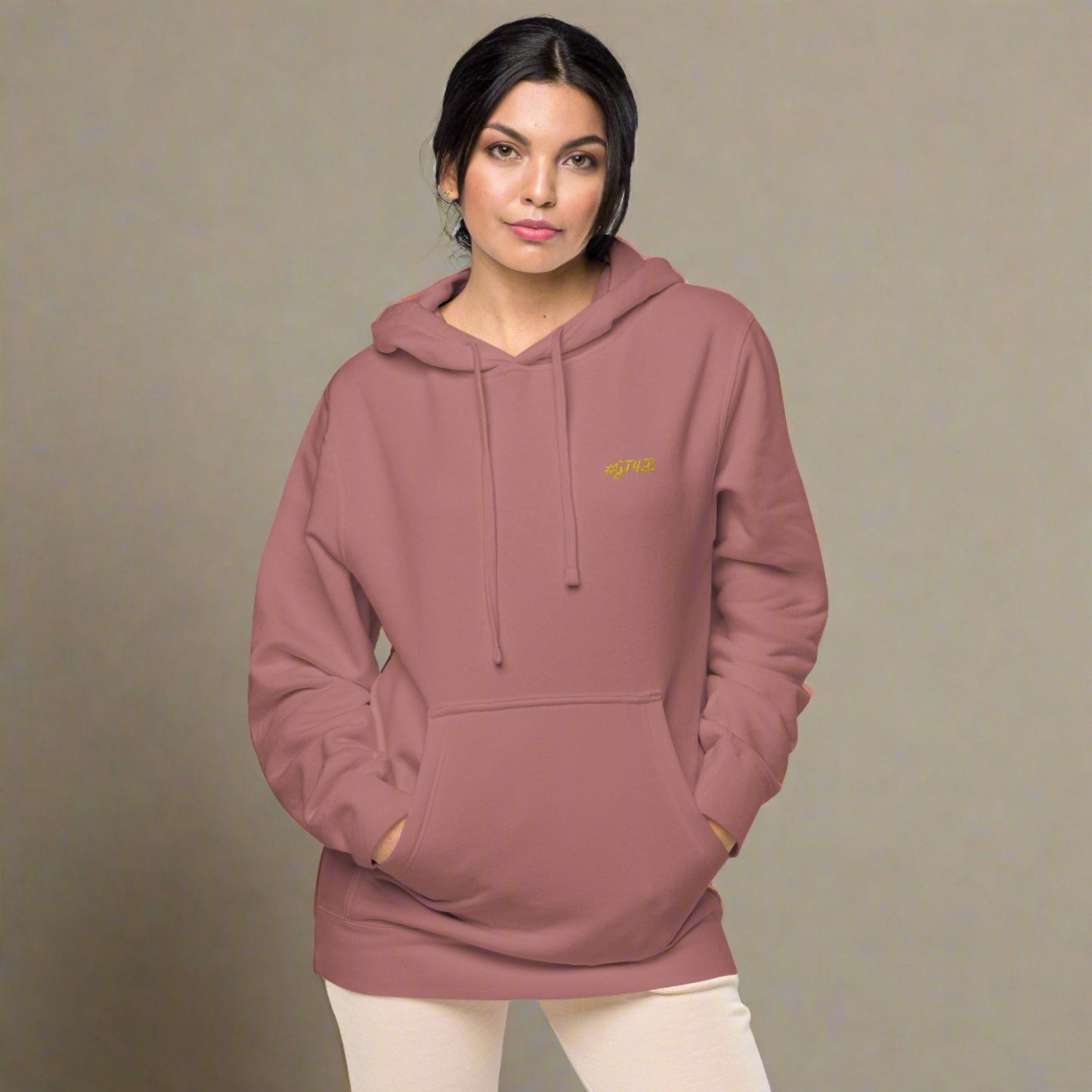 #GT4L Women's Embroidered Pigment-dyed Hoodie. Branded Clothing and Accessories