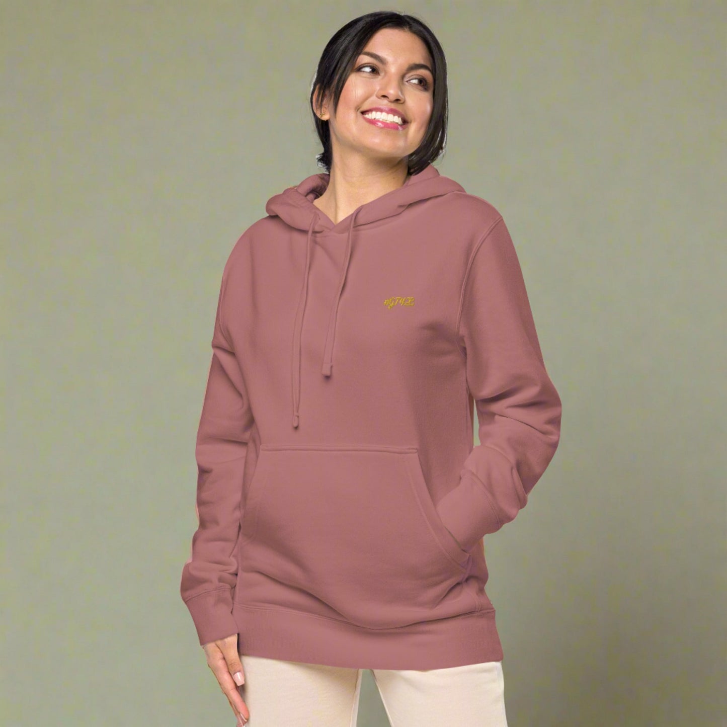 #GT4L Women's Embroidered Pigment-dyed Hoodie. Branded Clothing and Accessories