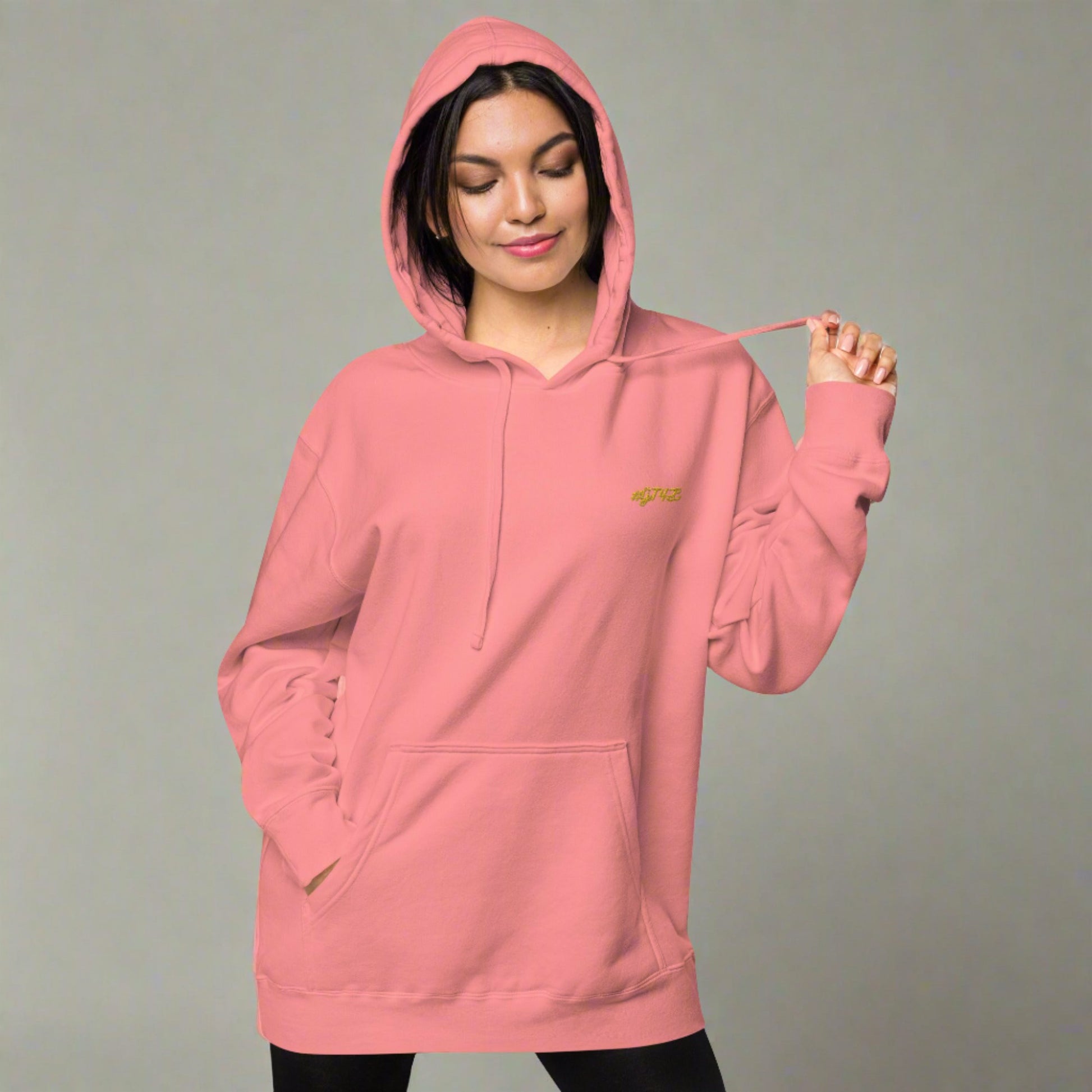 #GT4L Women's Embroidered Pigment-dyed Hoodie. Branded Clothing and Accessories