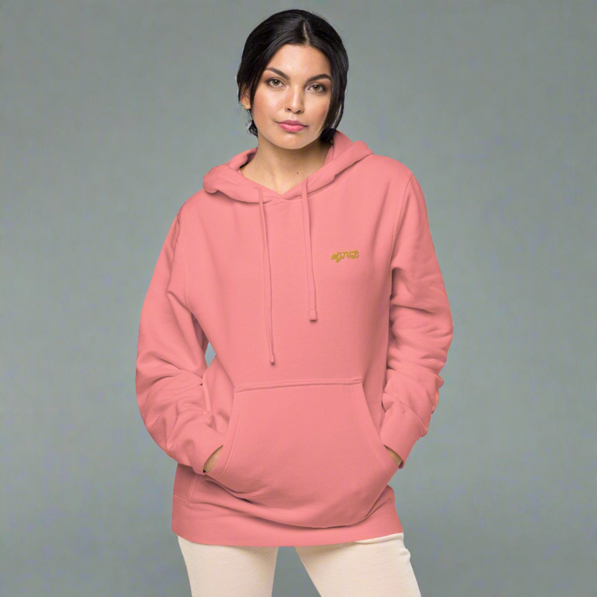 #GT4L Women's Embroidered Pigment-dyed Hoodie. Branded Clothing and Accessories