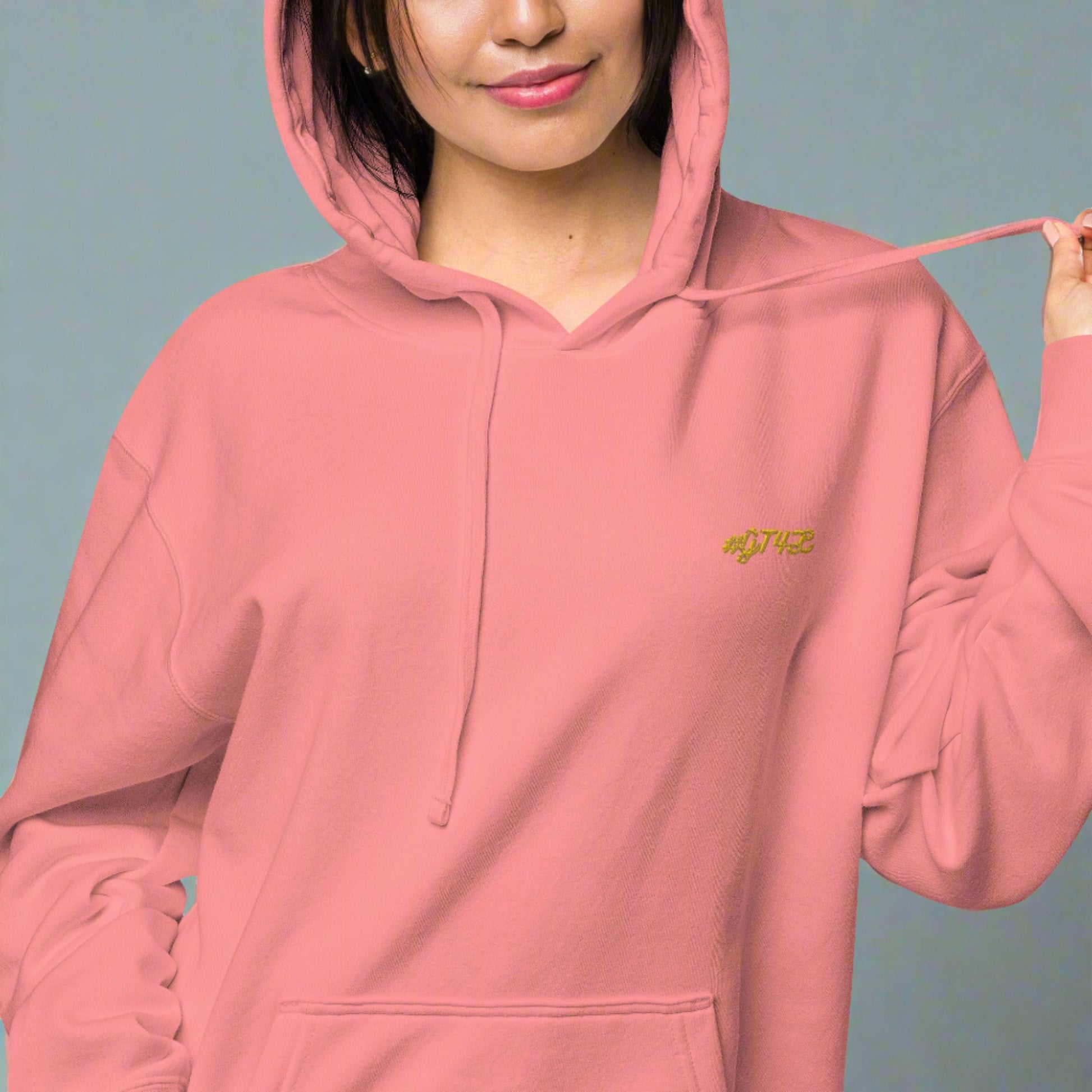 #GT4L Women's Embroidered Pigment-dyed Hoodie. Branded Clothing and Accessories