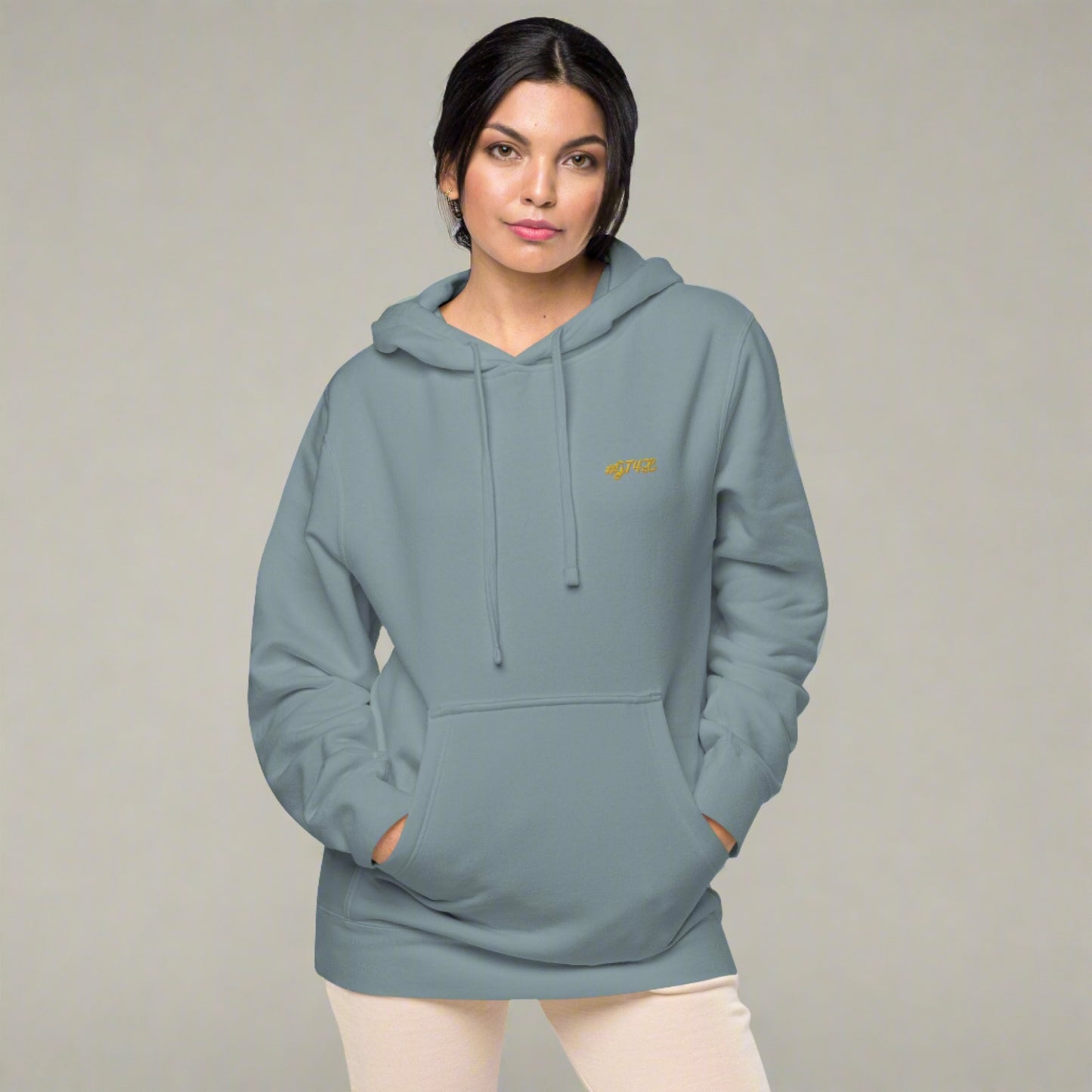 #GT4L Women's Embroidered Pigment-dyed Hoodie. Branded Clothing and Accessories