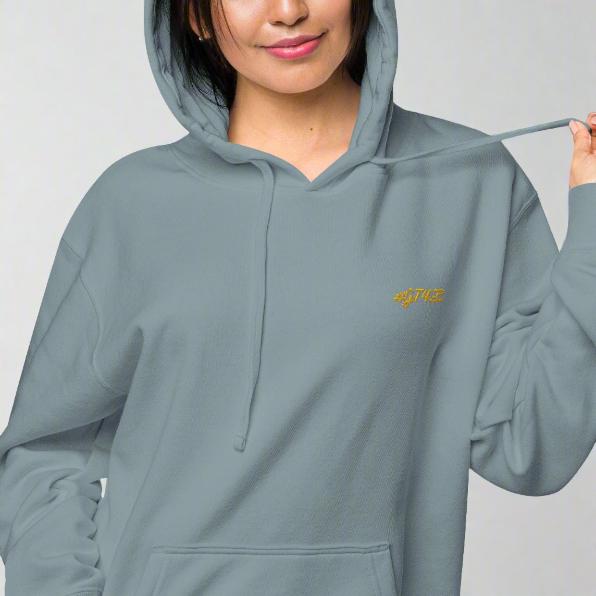 #GT4L Women's Embroidered Pigment-dyed Hoodie. Branded Clothing and Accessories