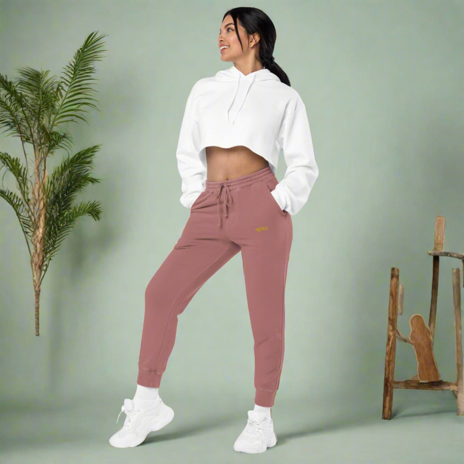 Women's Embroidered Pigment-dyed Joggers